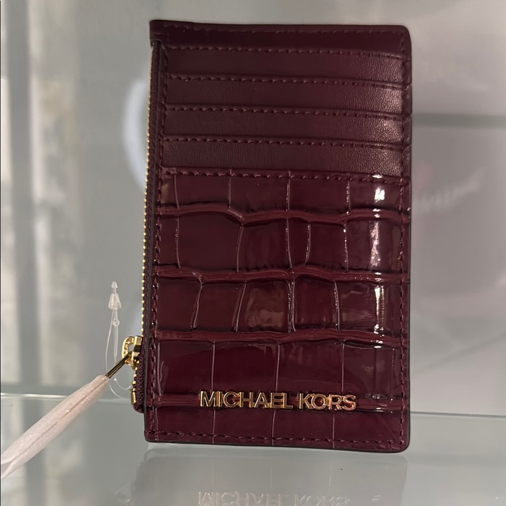 Michael Kors Wine Crocodile Card Holder